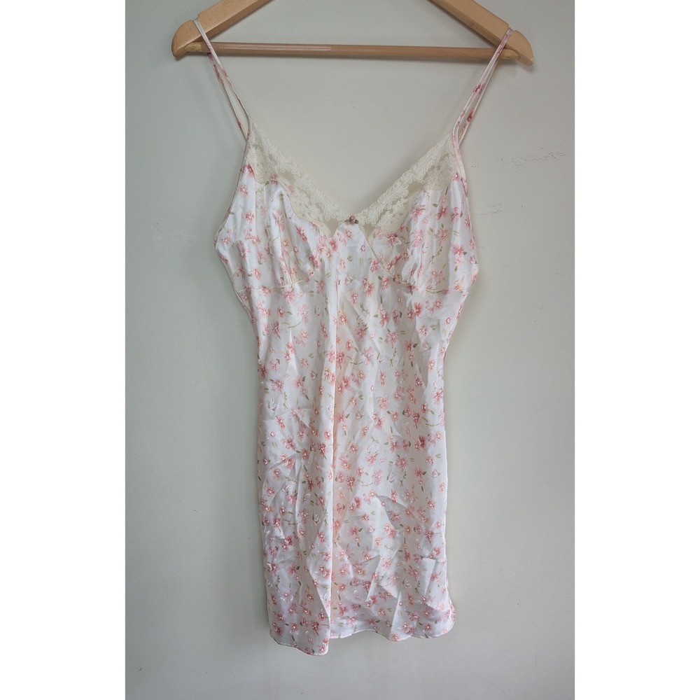 Secret Treasures Y2K Coquette Floral Babydoll‎ Top Cami Slip Womens S Pink Lace